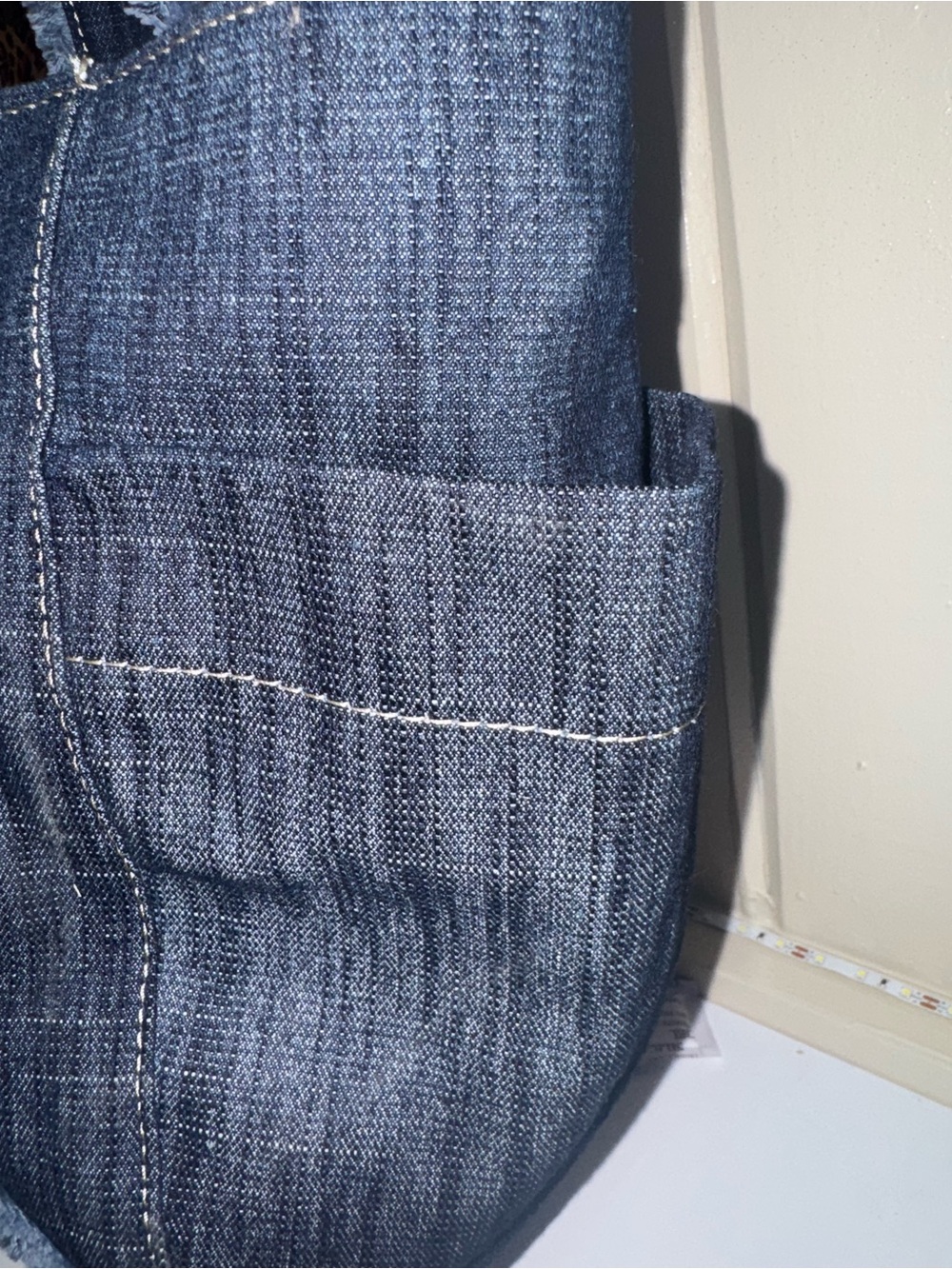 True Religion Dark Blue Denim Tote Bag with Light Blue Trim - Picture 3 of 5